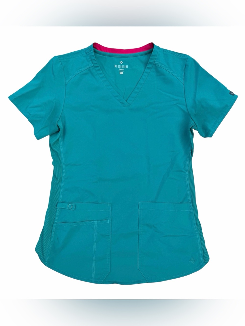 Med Couture V-Neck Scrub Top Teal Sz XS